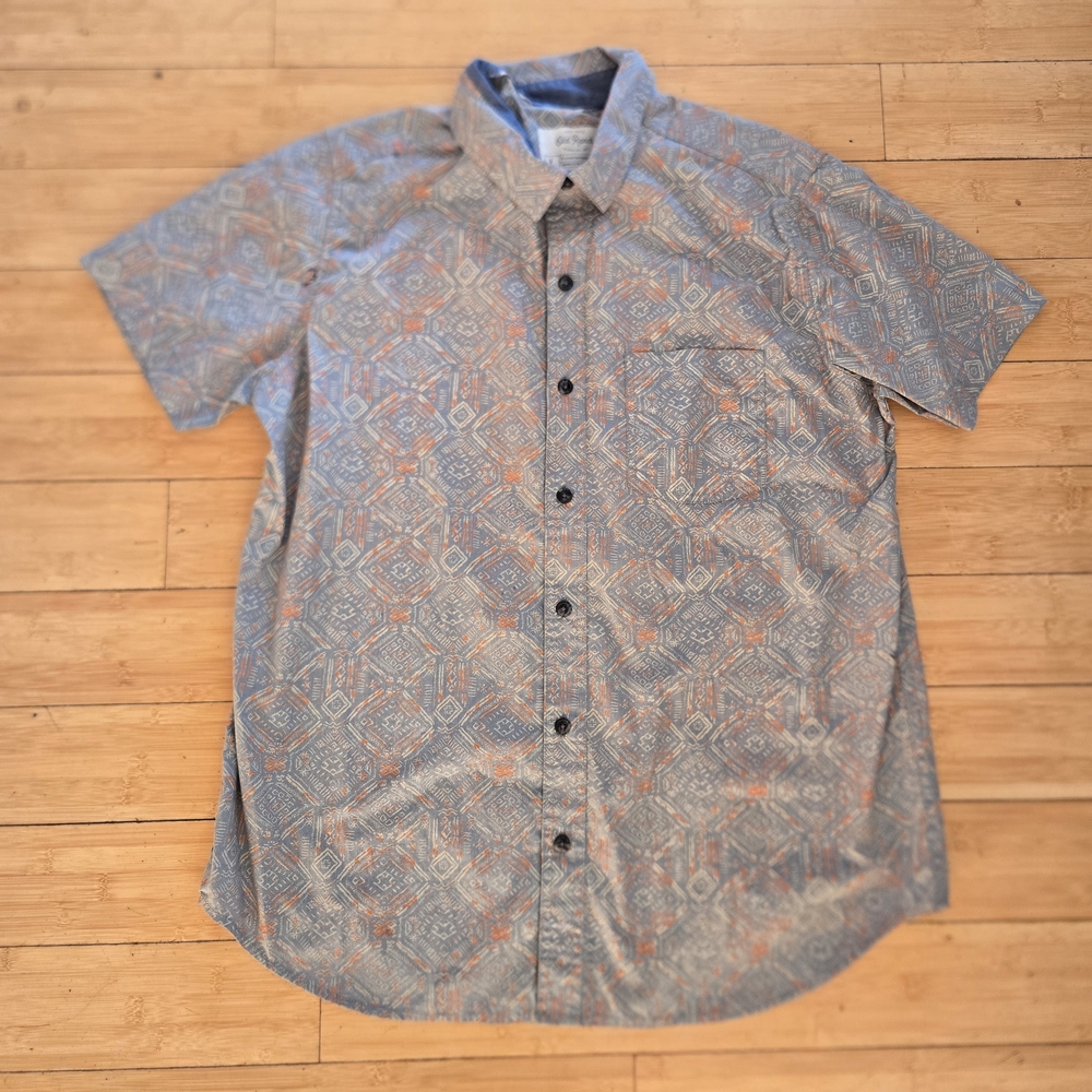 Men's Geometric Patterned Shirt - Blue and Orange
